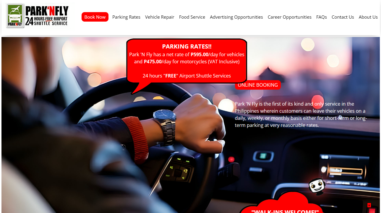 Park N Fly Company Website screenshot 1